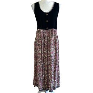 Carol Anderson Vtg 90s Floral Velvet Maxi Dress